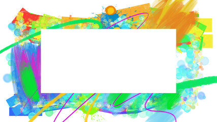 abstract colorful brushstrokes painting background title cover frame with copy space for words - PNG image with transparent background