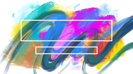 abstract colorful brushstrokes painting background title cover frame with copy spaces - PNG image with transparent background