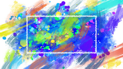 abstract colorful brushstrokes painting background title cover frame with splashes - PNG image with transparent background