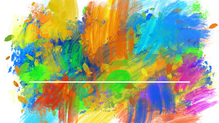 abstract colorful brushstrokes painting background title cover frame with white line - PNG image with transparent background