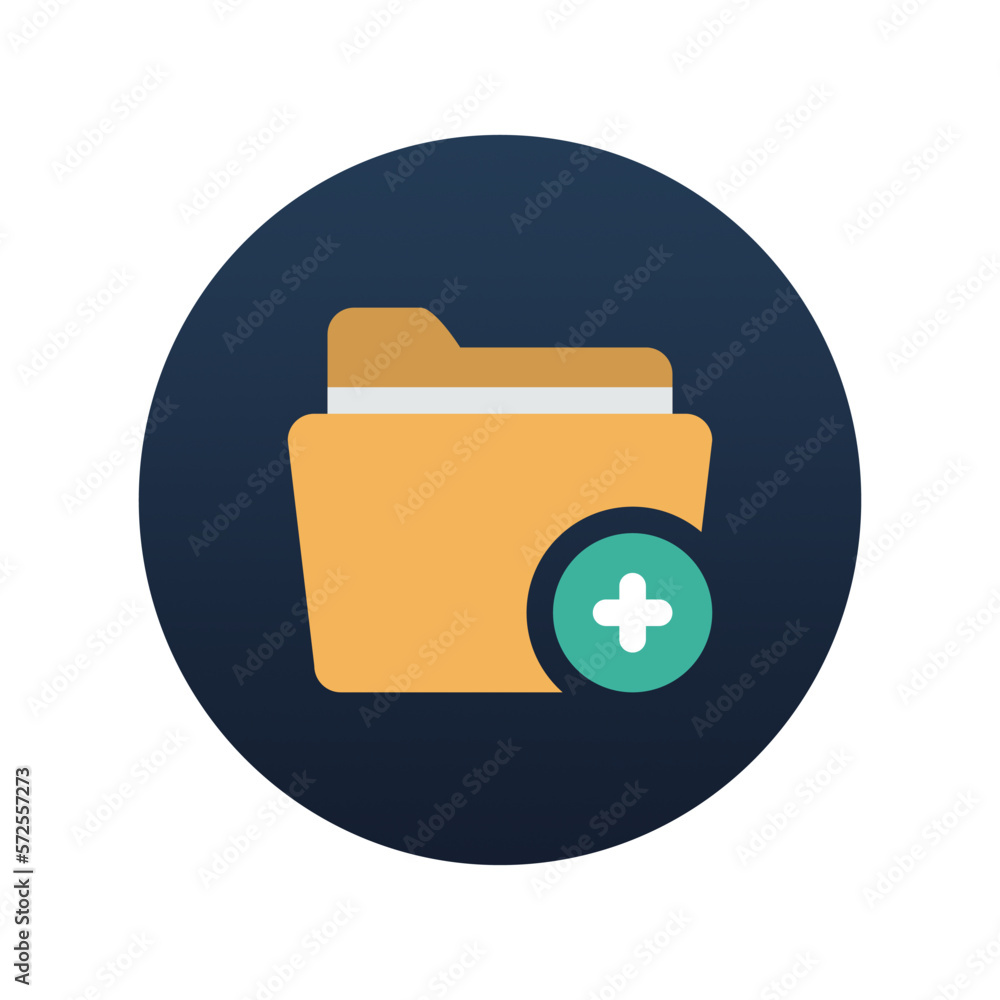 Aufkleber folder with add icon, flat vector illustration for web and mobile interface, eps 10