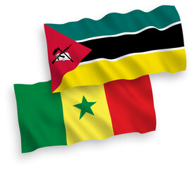 Flags of Republic of Senegal and Republic of Mozambique on a white background