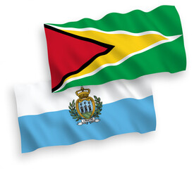 Flags of San Marino and Co-operative Republic of Guyana on a white background
