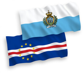 Flags of San Marino and Republic of Cabo Verde on a white background