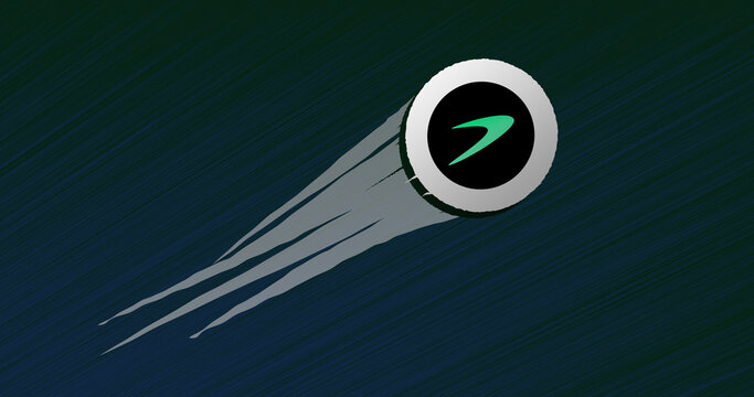 February 13 2023 Illustration of the crypto asset token TRB coin take off, unstick, skyrocketing in a bull run. Rise of Tellor 