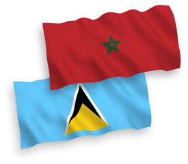 Flags of Saint Lucia and Morocco on a white background