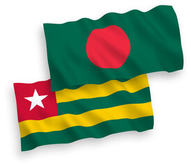 Obraz premium Flags of Togolese Republic and Bangladesh on a white background