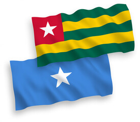 Flags of Togolese Republic and Somalia on a white background