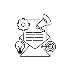 Email Marketing icon in vector. Logotype. Contour symbol. Vector isolated outline drawing. Editable stroke