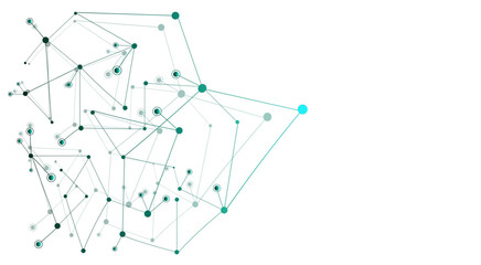 Abstract technological background with connected lines and dots. Wave flow. Molecular structure. Weaving lines, minimal array. Visualization of digital data.