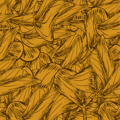 seamless abstract brown floral background with leaves
