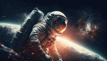 Astronaut in the universe, Outer space exploration, generative AI