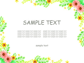 かわいい花と植物のイラストフレーム