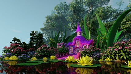 Obraz premium Fairy garden and princess house