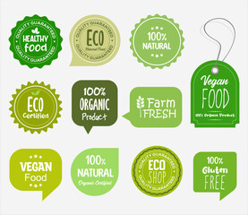 Collection of Ecology farm bio food vector green premium badges  