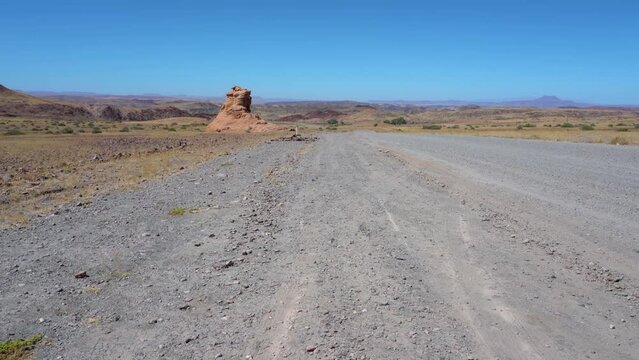 Damaraland. Gravel road from Palmwag to Twyfelfontein in Namibia.
