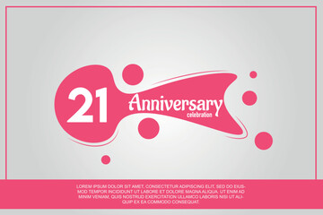 21st year anniversary celebration logo with pink color design with pink color bubbles on gray background vector abstract illustration 