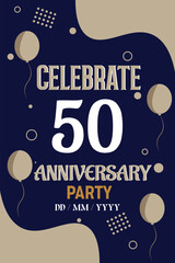Vector 50th years anniversary design for greeting invitation  with balloon  elegant design template.