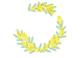 ミモザの三日月リースフレーム
