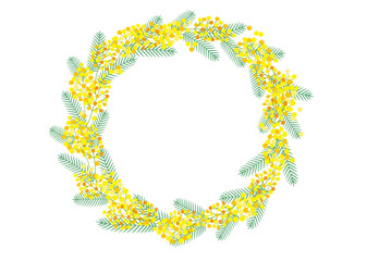 ミモザのリースフレーム