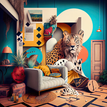 Colourful Maximalism Concept AI Illustration