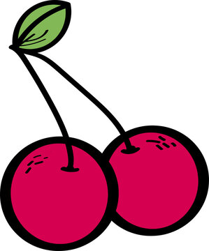Hand drawn comic version cherry, a kind of fruit