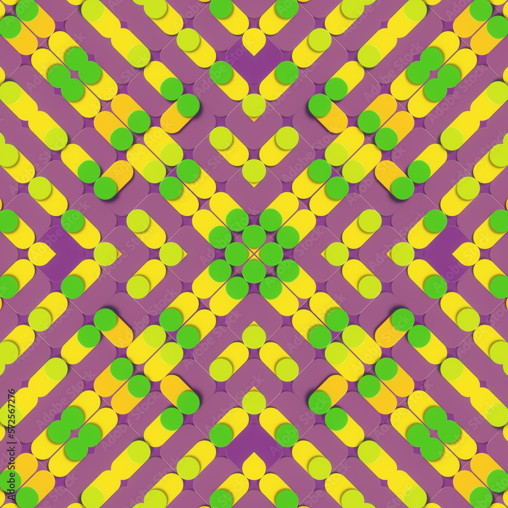 Poster Abstract 3d rendering digital illustration background with colorful geometric symmetrical pattern