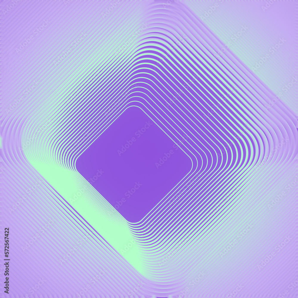 Aufkleber Pattern of neon colored lines on a violet background representing a three-dimensional shape. 3d rendering illustration