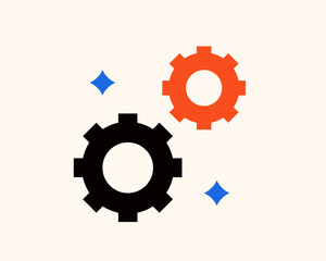Gears vector illustration. Mechanism icon in flat design art.