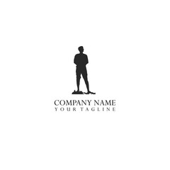 Silhouette man standing look up logo vector