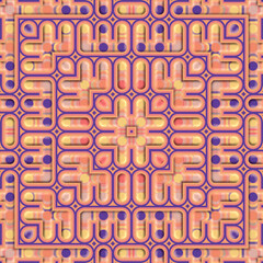 Abstract cartoon symmetric pattern. Geometric art background. 3d rendering digital illustration