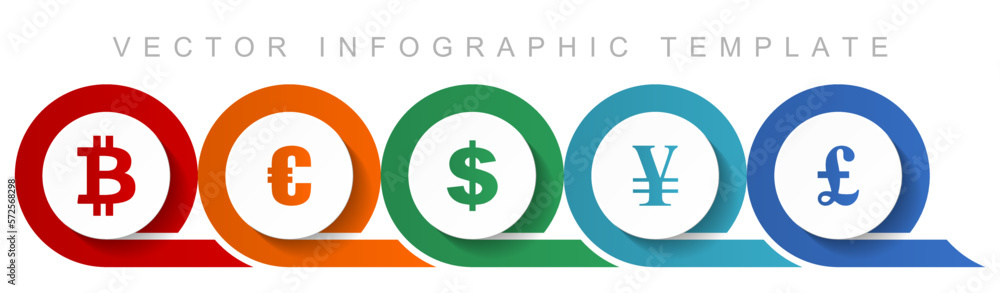 Poster currency icon set, miscellaneous icons such as bitcoin, euro, dollar, yen and pound for webdesign an