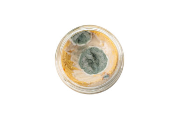 Jar with mold, isolated on white background