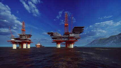 Fototapeta premium Offshore oil platforms