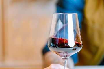 red wine swirling in a glass