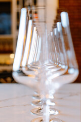Wine glasses in a row 