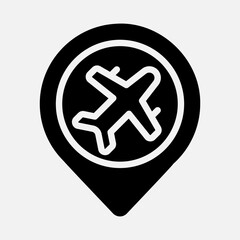 Airport location icon in solid style, use for website mobile app presentation