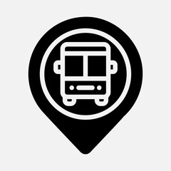 Bus station location icon in solid style, use for website mobile app presentation