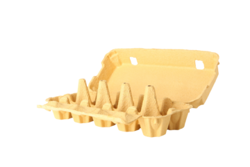 Empty egg box isolated on white background