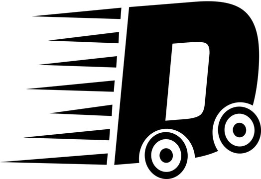 Delivery logo sign symbol, letter D delivery car logo design vector
