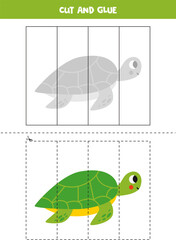 Cut and glue game for kids. Cute sea turtle.