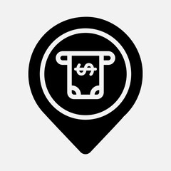 ATM location icon in solid style, use for website mobile app presentation