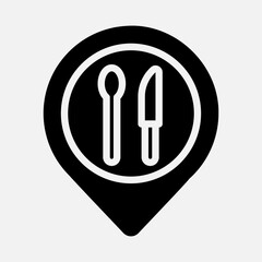 Restaurant location icon in solid style, use for website mobile app presentation