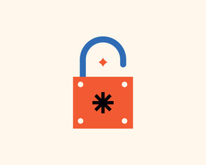 Geometric safe illustration. Vector lock icon in flat design art.

