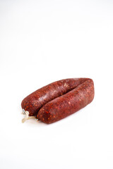 sujuk or sucuk or soudjouk food turkish sausages on white background 