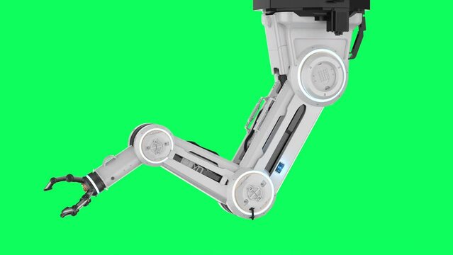 Robotic arm turn around or orbit on green screen 4k footage