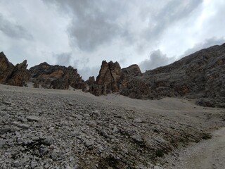 landscape on mountain with peaks