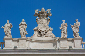 Coats of arms of the Holy See and Vatican City, Vatican, Rome, Italy.
