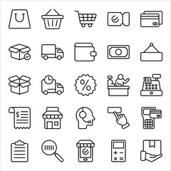 Simple Set of E-Commerce Line Icons. vector illustration on white background