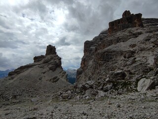 landscape on mountain with peaks